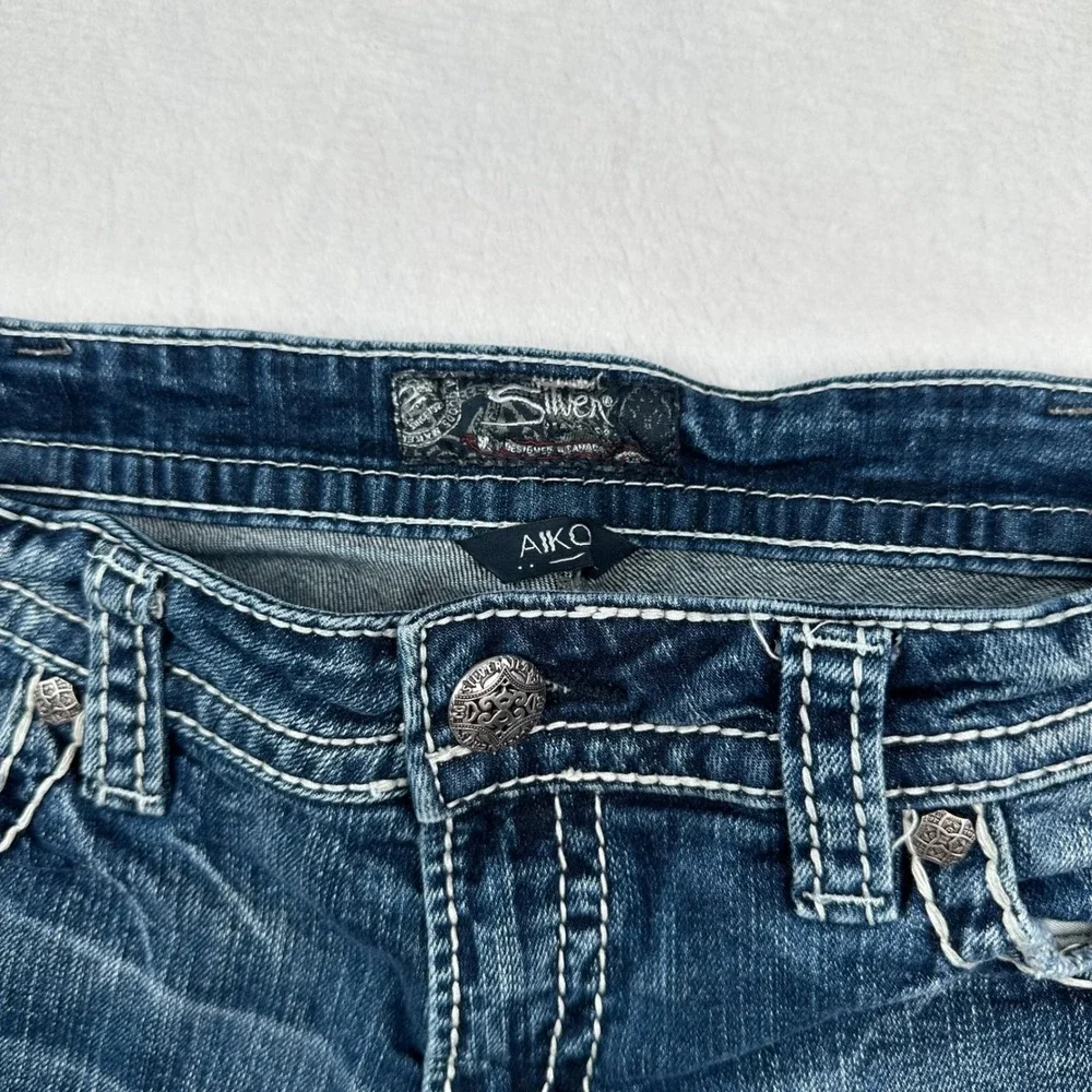 Silver Jeans Co Aiko Mid Straight Distressed Denim Jeans W31 L25 L87430SJ8283